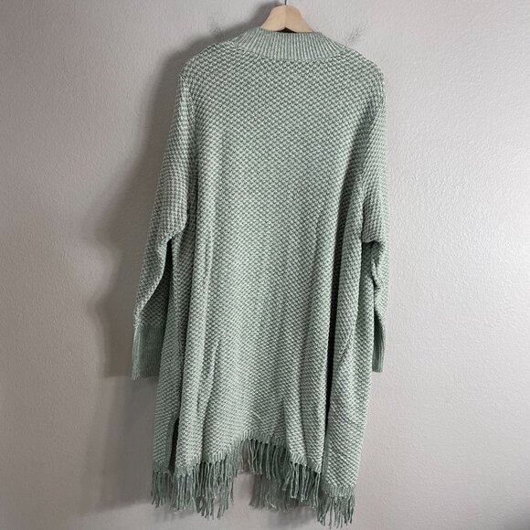 Isaac Mizrahi Live! Womens Plus 3X Open Front Cardigan Sweater Fringe Hem Green - Picture 11 of 12